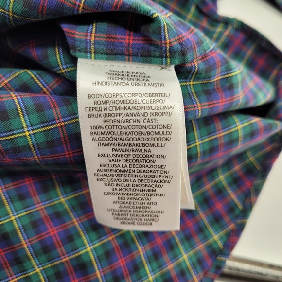 Ralph Lauren Button Down Shirt Mens Large Green Plaid Classic Fit Long Sleeve - Picture 4 of 8